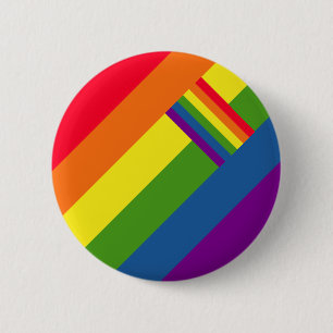 Colourful Rainbow Stripes Celebration with Flag 6 Cm Round Badge