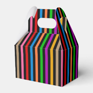 Colourful Rainbow Stripes Lines Design - Black Favour Box