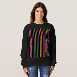 Colourful Rainbow Stripes Lines Design - Black  Sweatshirt