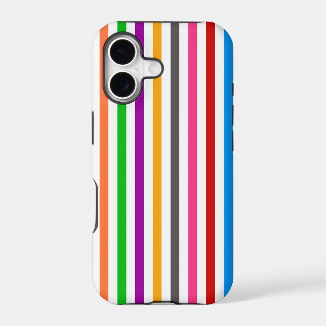 Colourful Rainbow Stripes Lines Design - White  (Back)
