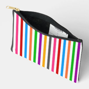 Colourful Rainbow Stripes Lines Design - White Accessory Pouch