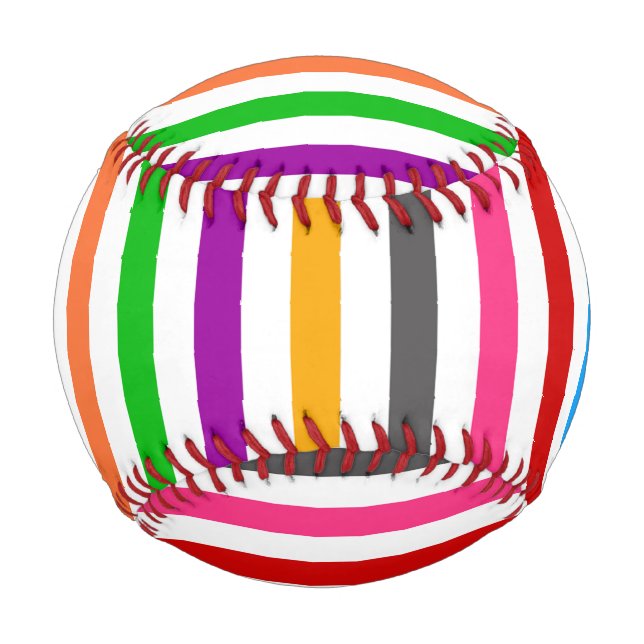 Colourful Rainbow Stripes Lines Design - White  Baseball (Front)