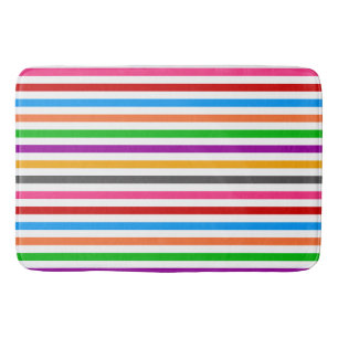 Colourful Rainbow Stripes Lines Design - White Bath Mat