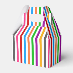 Colourful Rainbow Stripes Lines Design - White Favour Box