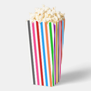 Colourful Rainbow Stripes Lines Design White Favour Box