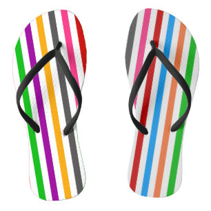 Colourful Rainbow Stripes Lines Design - White  Jandals