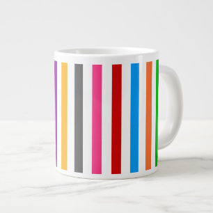 Colourful Rainbow Stripes Lines Design - White  Large Coffee Mug
