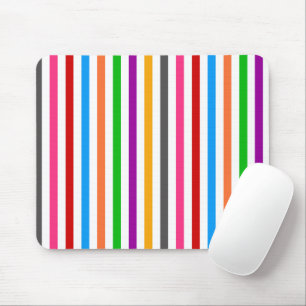 Colourful Rainbow Stripes Lines Design - White  Mouse Pad
