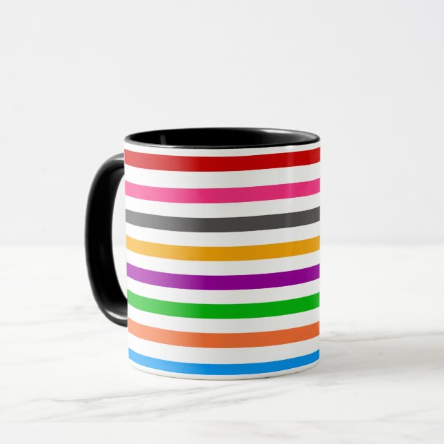 Colourful Rainbow Stripes Lines Design - White  Mug (Front Left)
