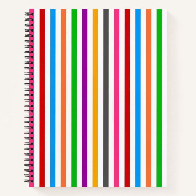 Colourful Rainbow Stripes Lines Design - White  Notebook (Front)