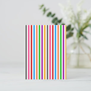 Colourful Rainbow Stripes Lines Design - White  Postcard