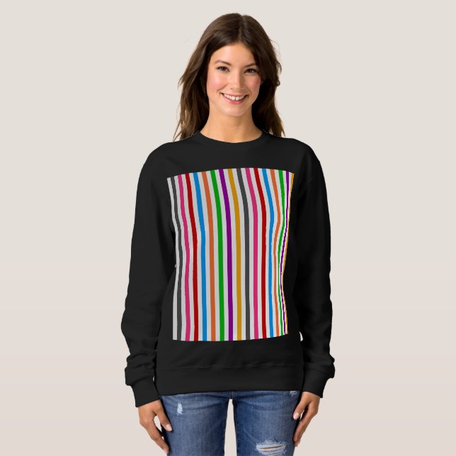 Colourful Rainbow Stripes Lines Design - White  Sweatshirt (Front Full)