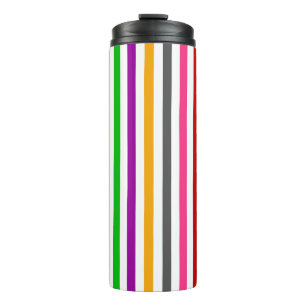 Colourful Rainbow Stripes Lines Design - White  Thermal Tumbler