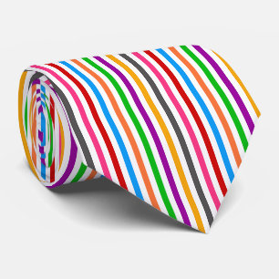 Colourful Rainbow Stripes Lines Design - White  Tie