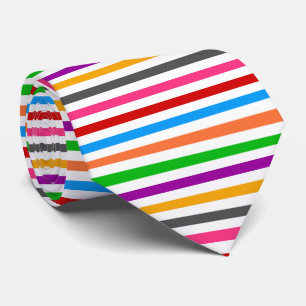 Colourful Rainbow Stripes Lines Design - White  Tie
