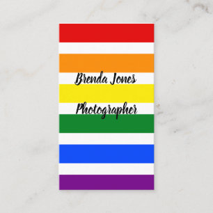 Colourful Rainbow Stripes Photographer Template Business Card