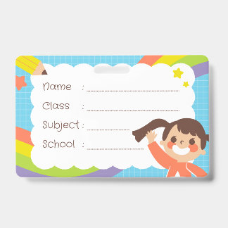 Colourful Rainbow Student Name Tag Badge  ID Badge