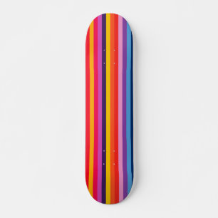 Colourful rainbow style stripes skateboard