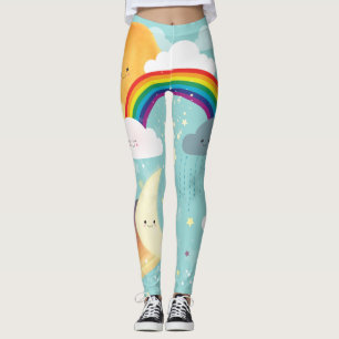 Colourful Rainbow, Sun, Clouds Leggings