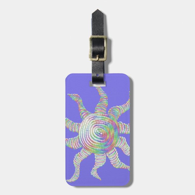 Colourful Rainbow Sun Luggage Tag (Front Vertical)