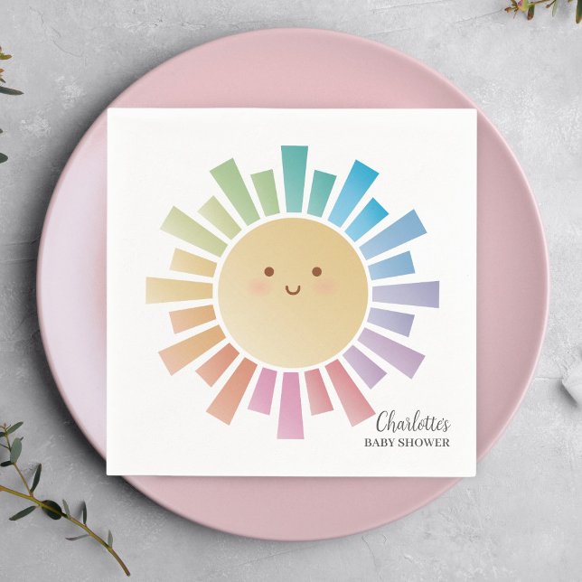 Colourful Rainbow Sunshine Baby Shower Napkin (Creator Uploaded)