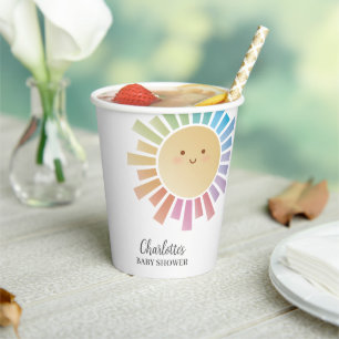 Colourful Rainbow Sunshine Baby Shower Paper Cups