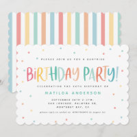 Colourful rainbow surprise birthday polka dots