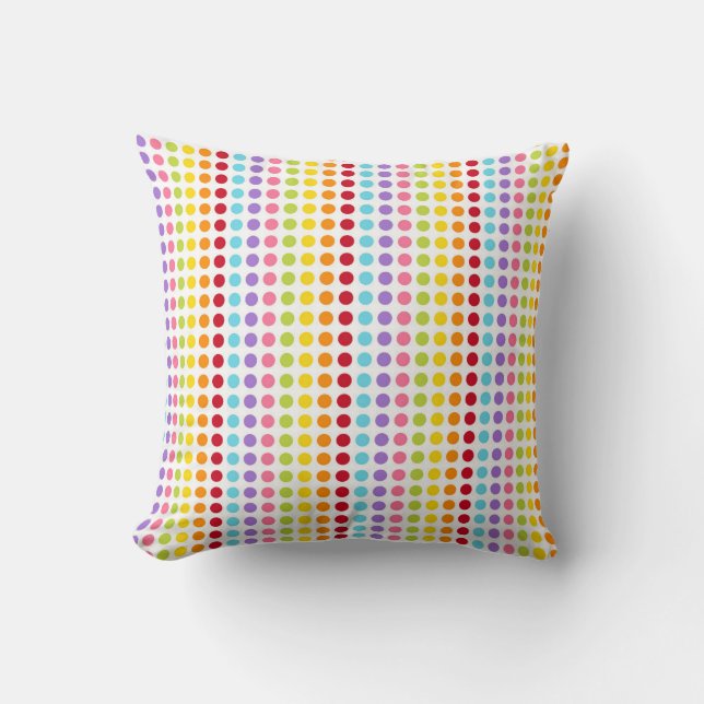 Colourful Rainbow Swirl Dot Pattern Decor Cushion (Front)
