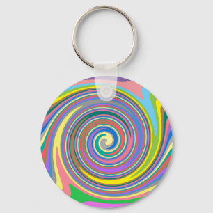 Colourful rainbow swirl pattern key ring