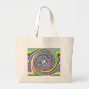 Colourful rainbow swirl pattern large tote bag