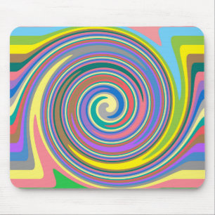 Colourful rainbow swirl pattern mouse pad