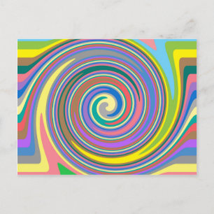 Colourful rainbow swirl pattern postcard