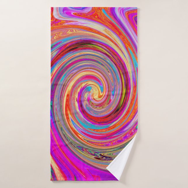 Colourful Rainbow Swirl Retro Abstract Design Bath Towel (Bath Towel)