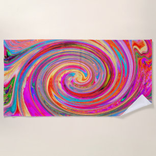 Colourful Rainbow Swirl Retro Abstract Design Beach Towel