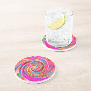 Colourful Rainbow Swirl Retro Abstract Design Coaster