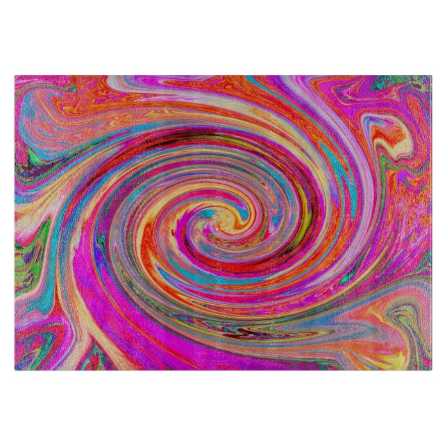 Colourful Rainbow Swirl Retro Abstract Design Cutting Board (Front)