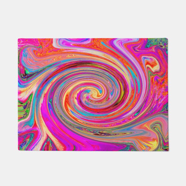 Colourful Rainbow Swirl Retro Abstract Design Doormat (Front)