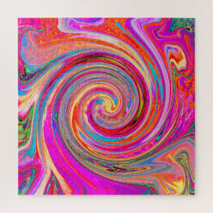 Colourful Rainbow Swirl Retro Abstract Design Jigsaw Puzzle