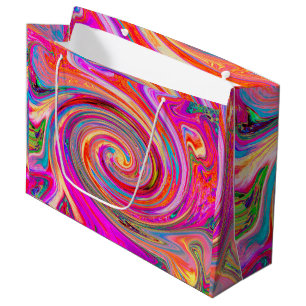 Colourful Rainbow Swirl Retro Abstract Design Large Gift Bag