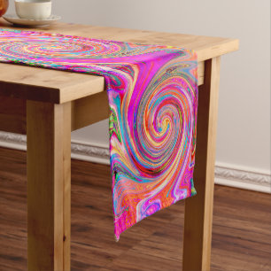 Colourful Rainbow Swirl Retro Abstract Design Long Table Runner