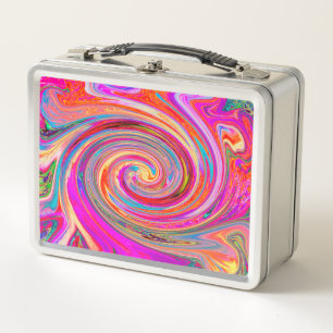 Colourful Rainbow Swirl Retro Abstract Design Metal Lunch Box