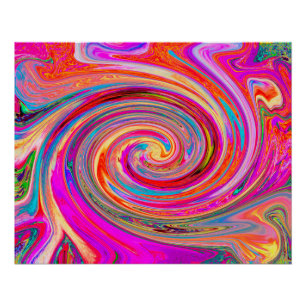 Colourful Rainbow Swirl Retro Abstract Design Poster