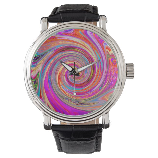 Colourful Rainbow Swirl Retro Abstract Design Watch (Front)