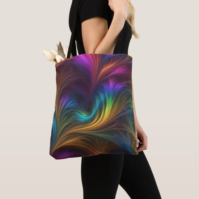 Colourful Rainbow Swirl Tote Bag (Close Up)