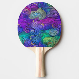 Colourful Rainbow Swirls Ping Pong Paddle