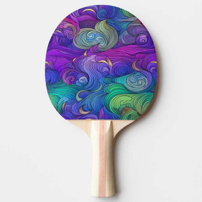 Colourful Rainbow Swirls Ping Pong Paddle (Front)