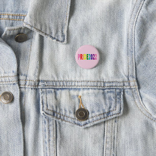 Colourful Rainbow Text LGBTQ Gay Pride 2022 Button