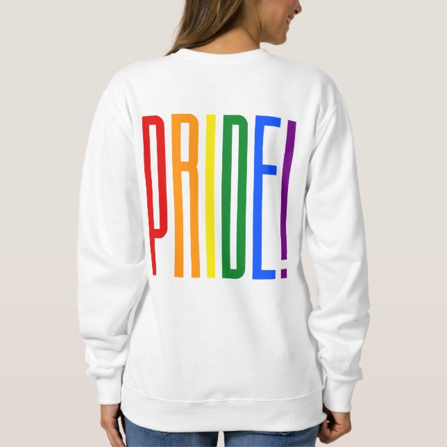 Colourful Rainbow Text LGBTQ Gay Pride LGBT Sweatshirt (Back)