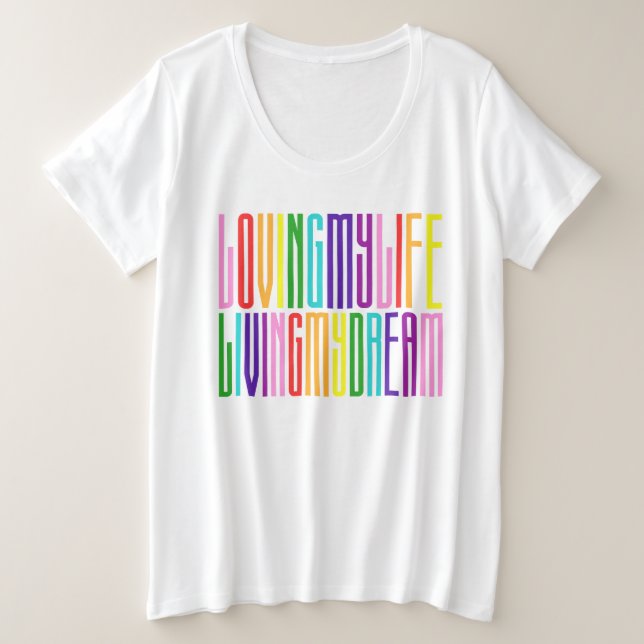 Colourful Rainbow Text LGBTQ Gay Pride Plus Size T-Shirt (Design Front)