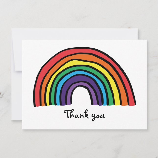 Colourful Rainbow Thank You Card (Front)